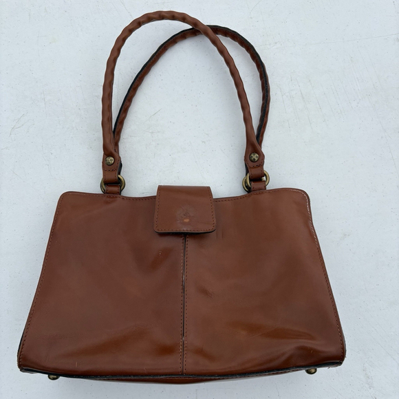 Patricia Nash Leather Shoulder Bag Tan Brown Tote Satchel Double Strap Purse - Picture 14 of 16